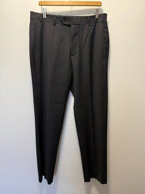 BROOKS BROTHERS Regent Fit Dress Pants Flat Front Dark Grey Charcoal Men's 35x32